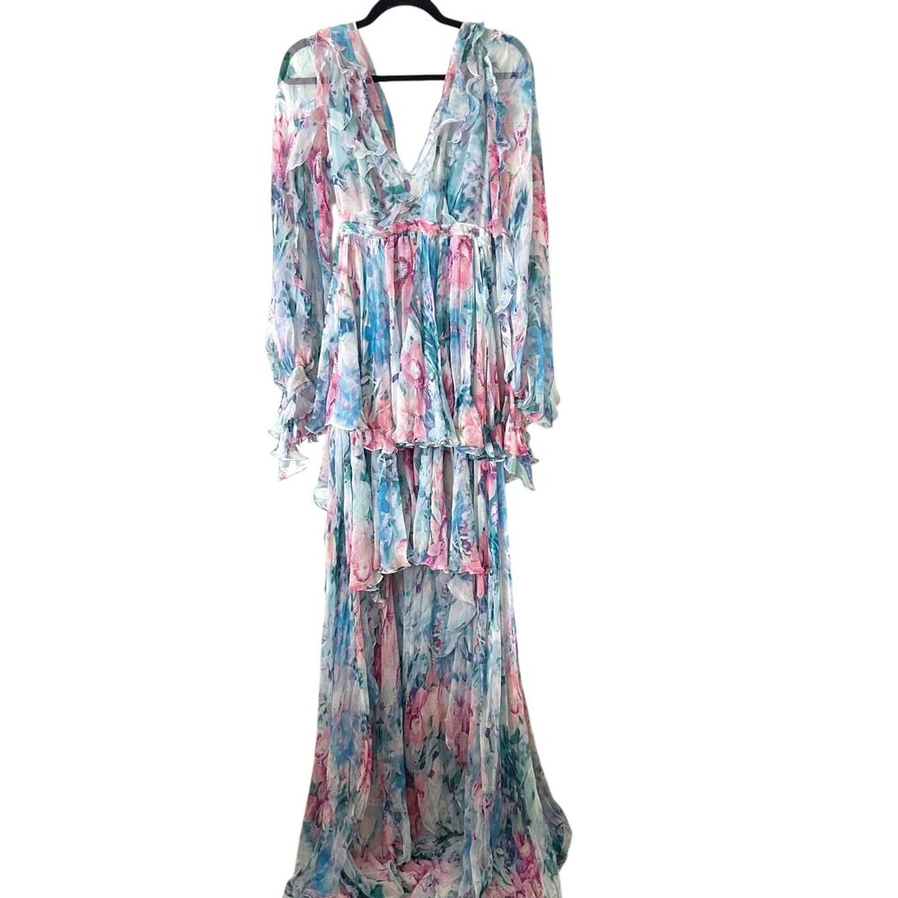 BIBIANA CABELLO Mazarine Chiffon Layered Maxi Gown